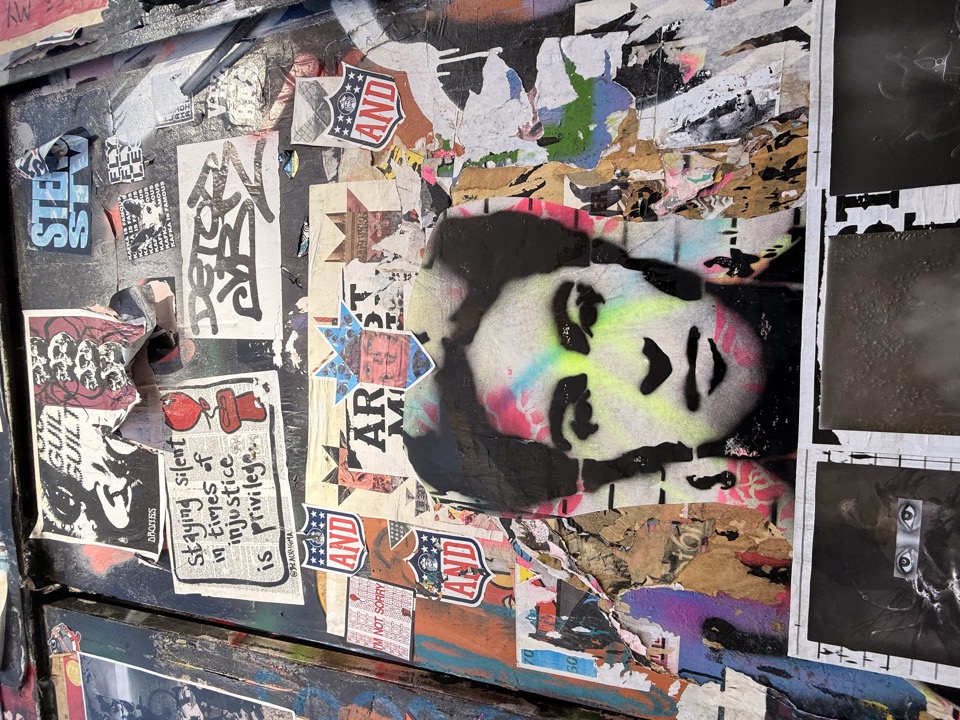 Street art building facade collage